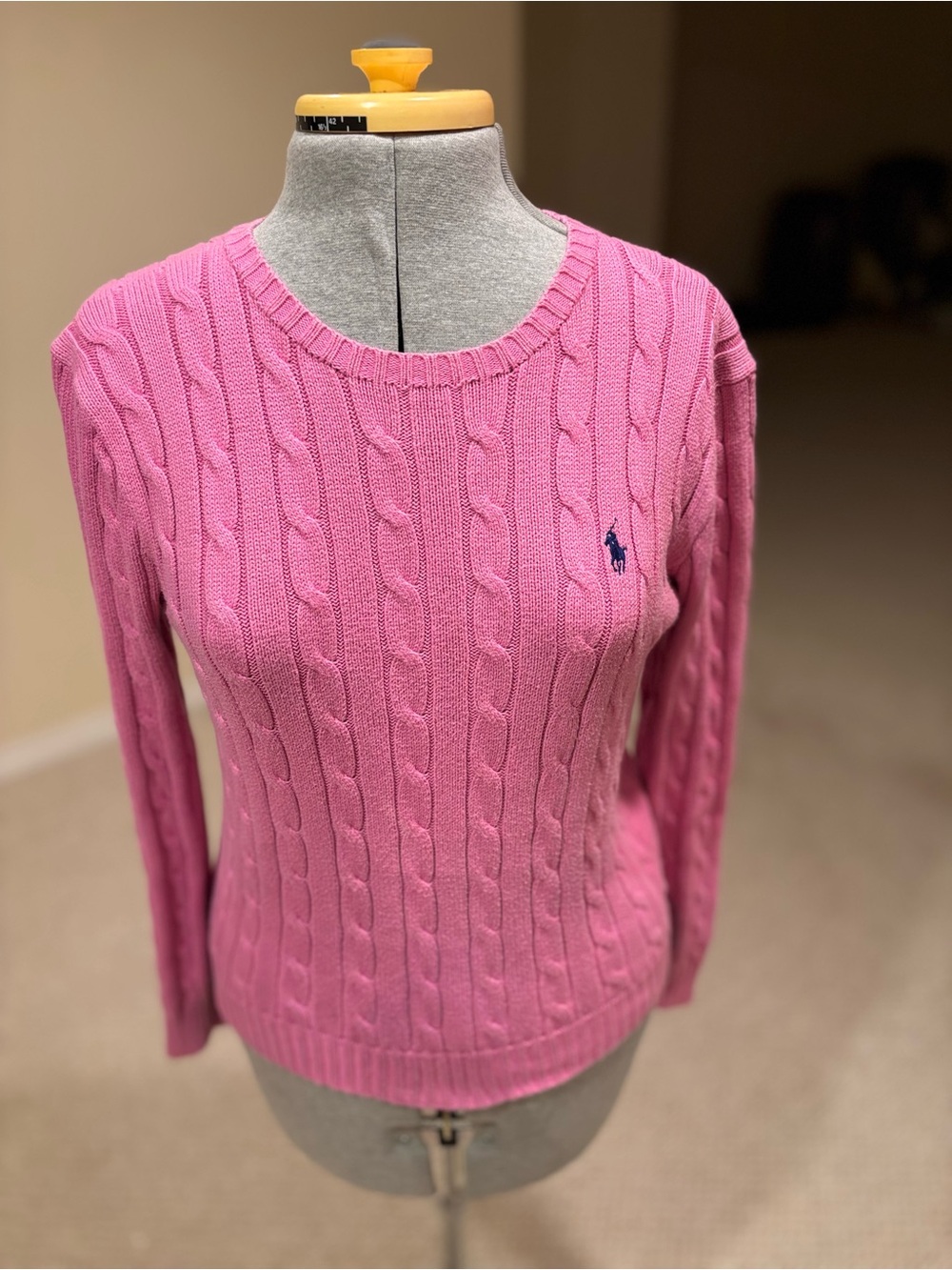 Ralph Lauren Pink Cable Knit Crewneck Sweater